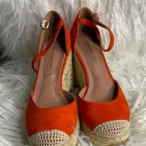 BCBGMAXAZRIA Orange Espadrille Wedge Sandals